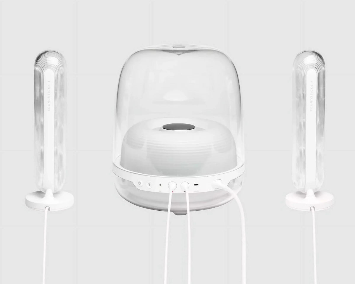 '- 4 Harman 2.1 Bluetooth Refurbished HKSOUNDSTICK4WAM-Z System, Wireless White Speaker Restored SoundSticks Certified Kardon