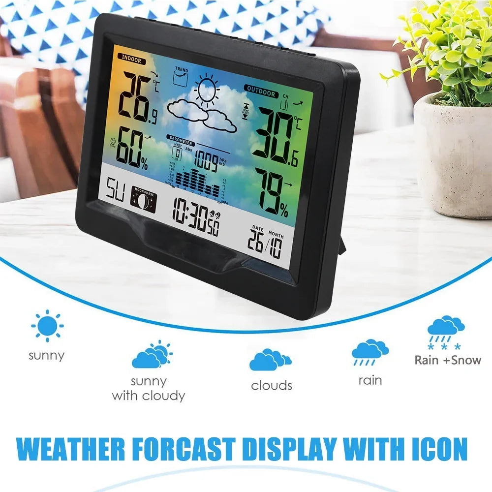 Alarm WithWith And Moon Station Sooze Temperature Humidity Htovila Clock, Humidity Color Clock Temperature Moon climate Screen With WithTemperature And Phase Clock Alarm And