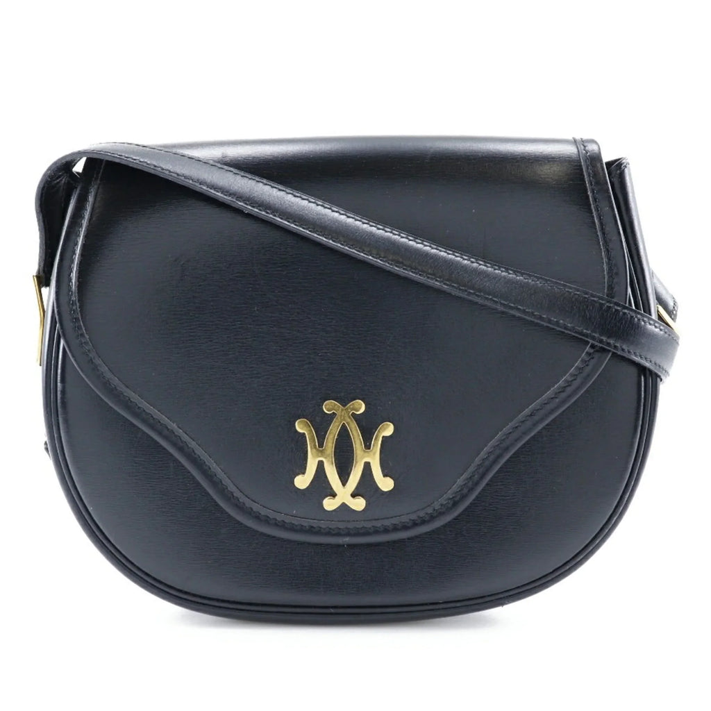 France Shoulder Crossbody Bag Hermes Black/Gold Made Hardware H Pre-Owned Button Ladies Calf 〇M (Fair) 1983 Snap in HERMES Double Vintage