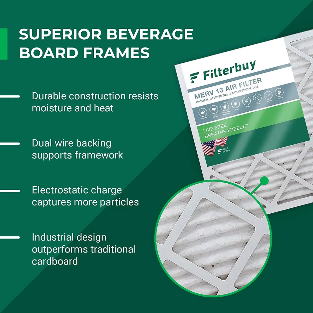20x20x4 Filters Furnace (5-Pack) 13 Pleated Air AC MERV HVAC Filterbuy