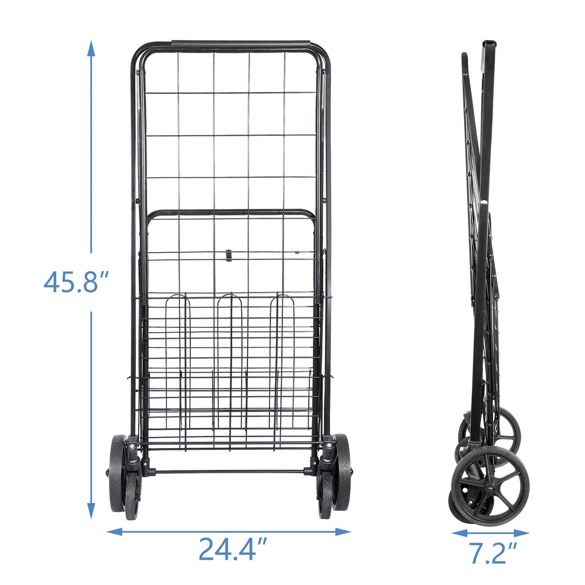 Shopping Utility Grocery Book Black Folding Travel, Cart Wheels for and Laundry Double Basket with ZENY Luggage