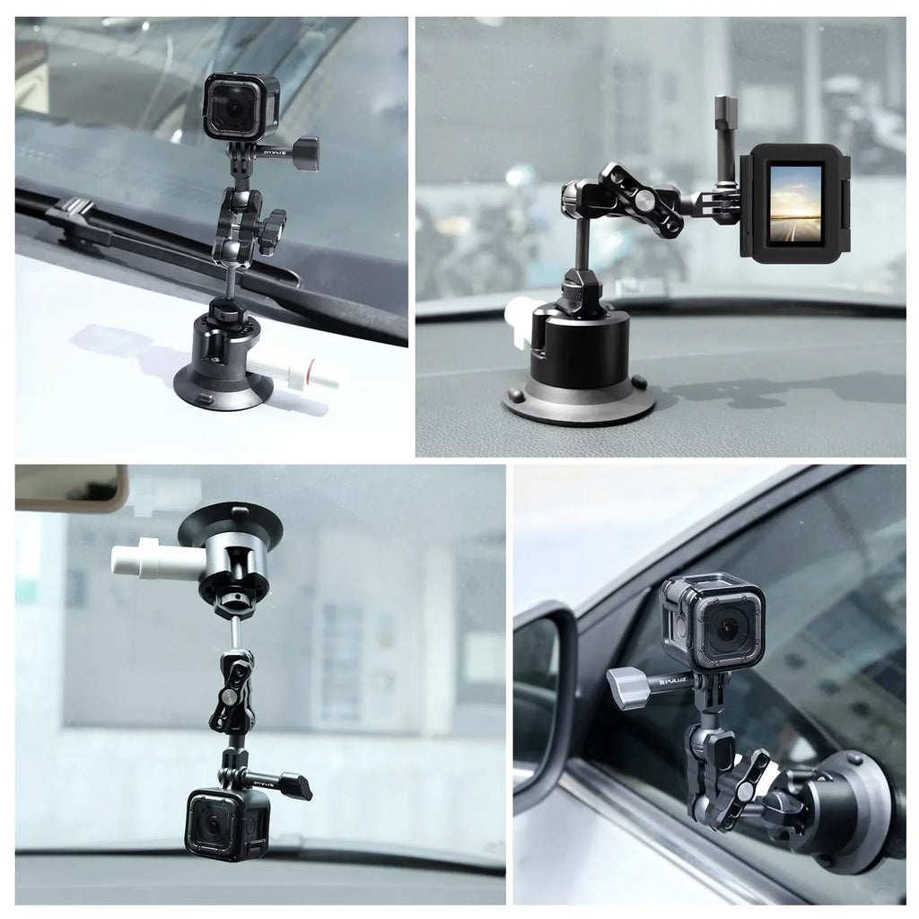 Camera for Mount Suction Osmo Camera 11/10/9/8, Rotatable Dual Replacement PU845B Hero 3/2 Mount Ballheads Action Action for Bracket Suction 360° Cup PULUZ GoPro