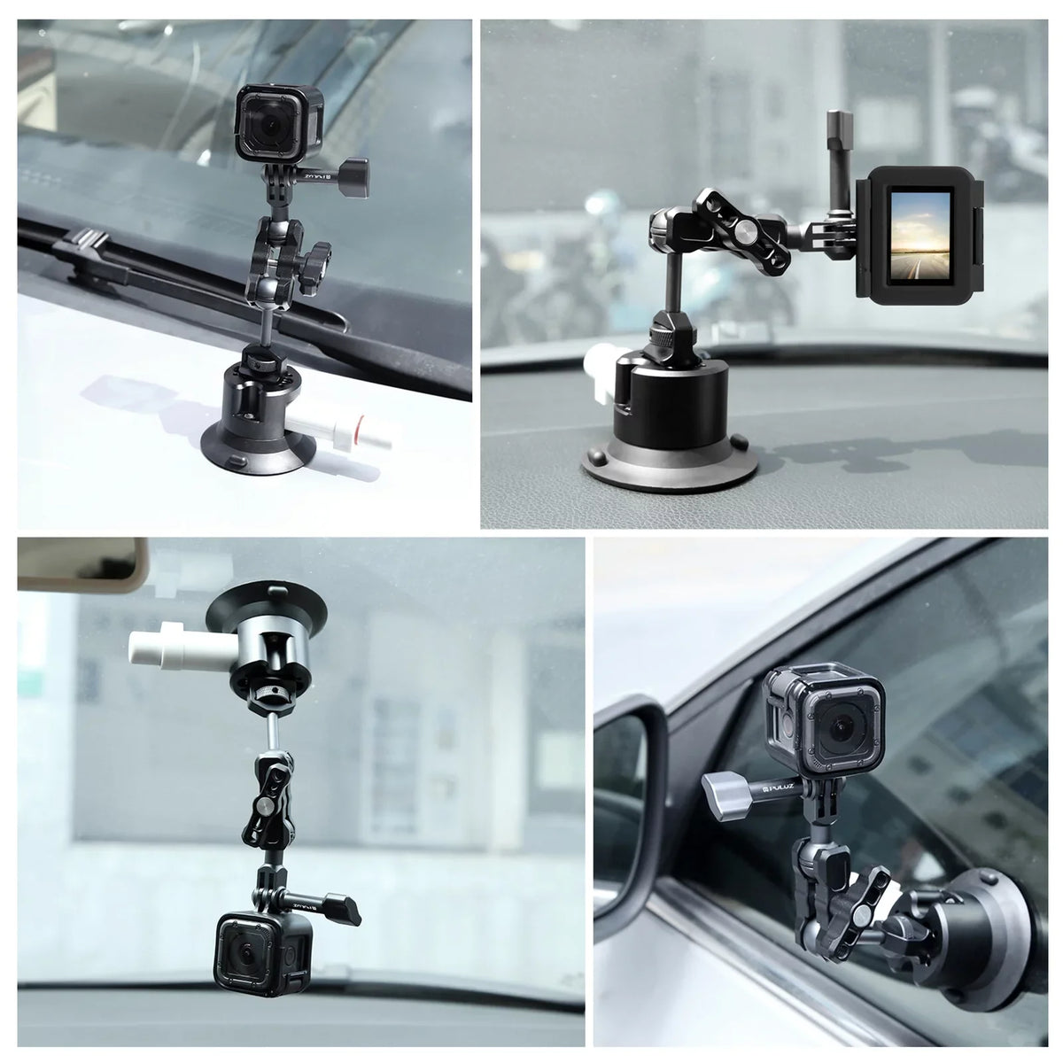 Camera for Mount Suction Osmo Camera 11/10/9/8, Rotatable Dual Replacement PU845B Hero 3/2 Mount Ballheads Action Action for Bracket Suction 360° Cup PULUZ GoPro