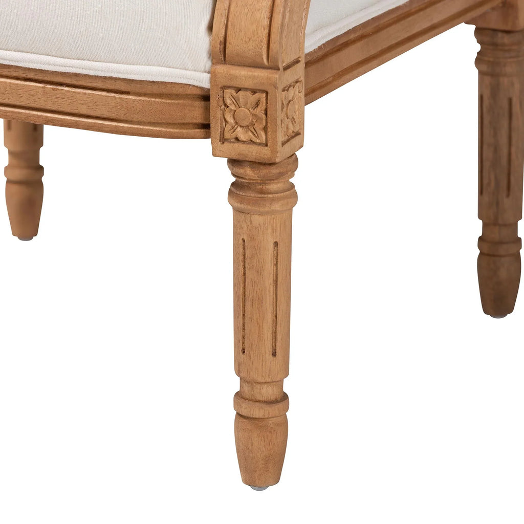 Traditional Wood and Honey Finished Accent Fabric Beige Garridan Baxton Chair French Oak Studio