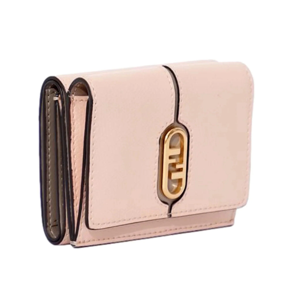 Gray Fendi Calf O'Lock Tortora Pink Leather Wallet Micro Trifold Rose