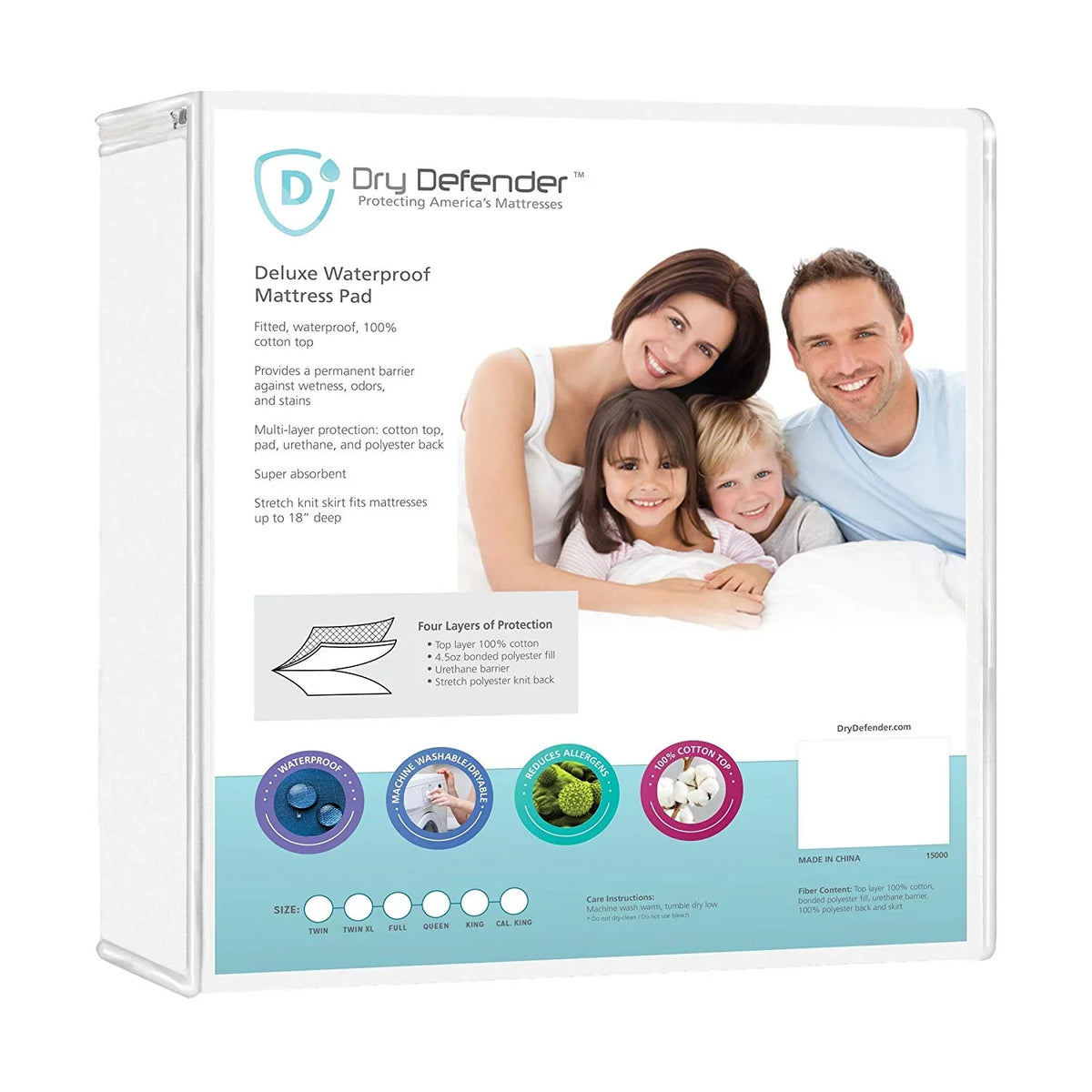 Sateen Cotton Top Defender Mattress Dry Twin - Pad Waterproof dimension