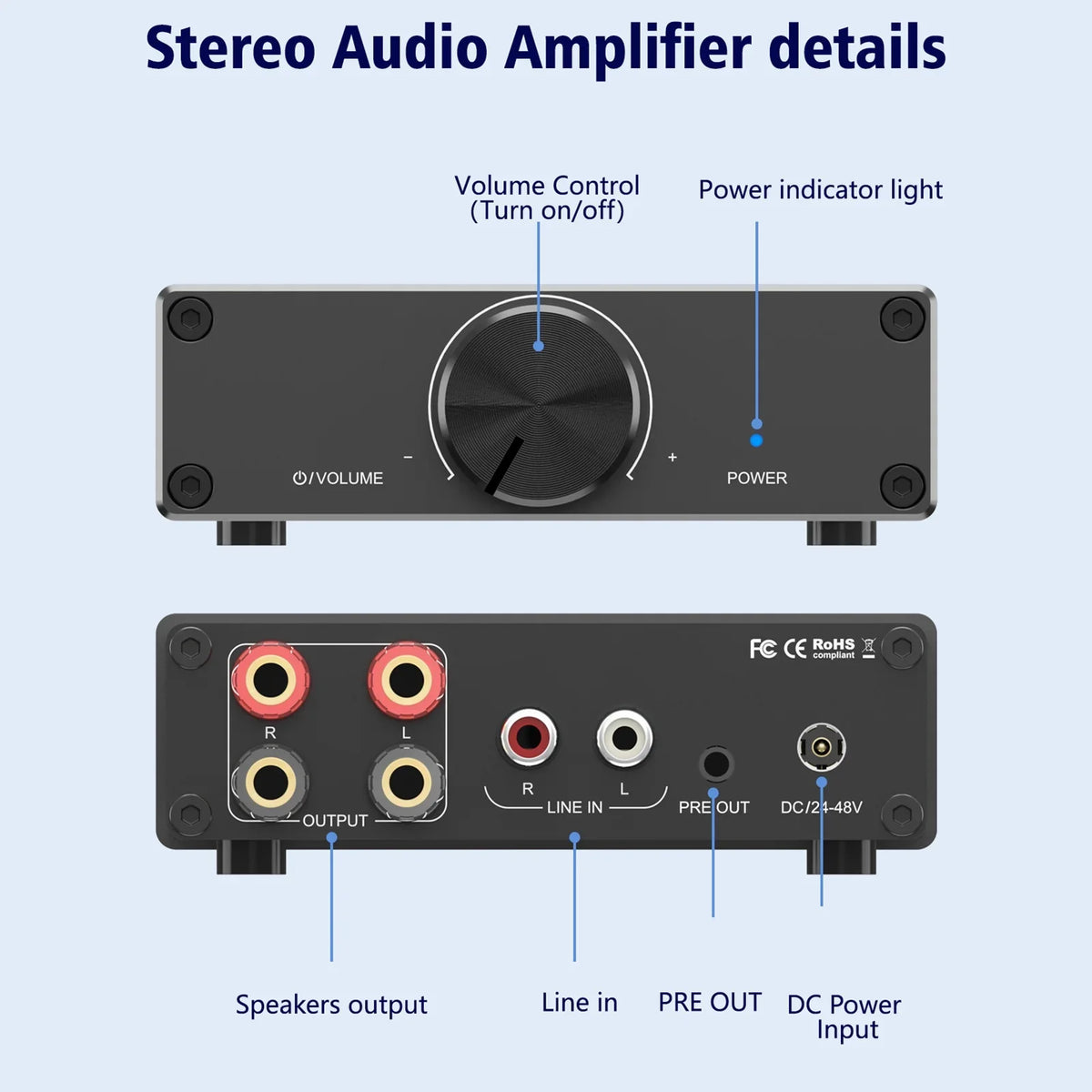 Lixada Channel Active Digital 300W Desktop Speakers Home Amplifier Plug-and-Play 2 for 2.0 Stereo Audio X TPA3255