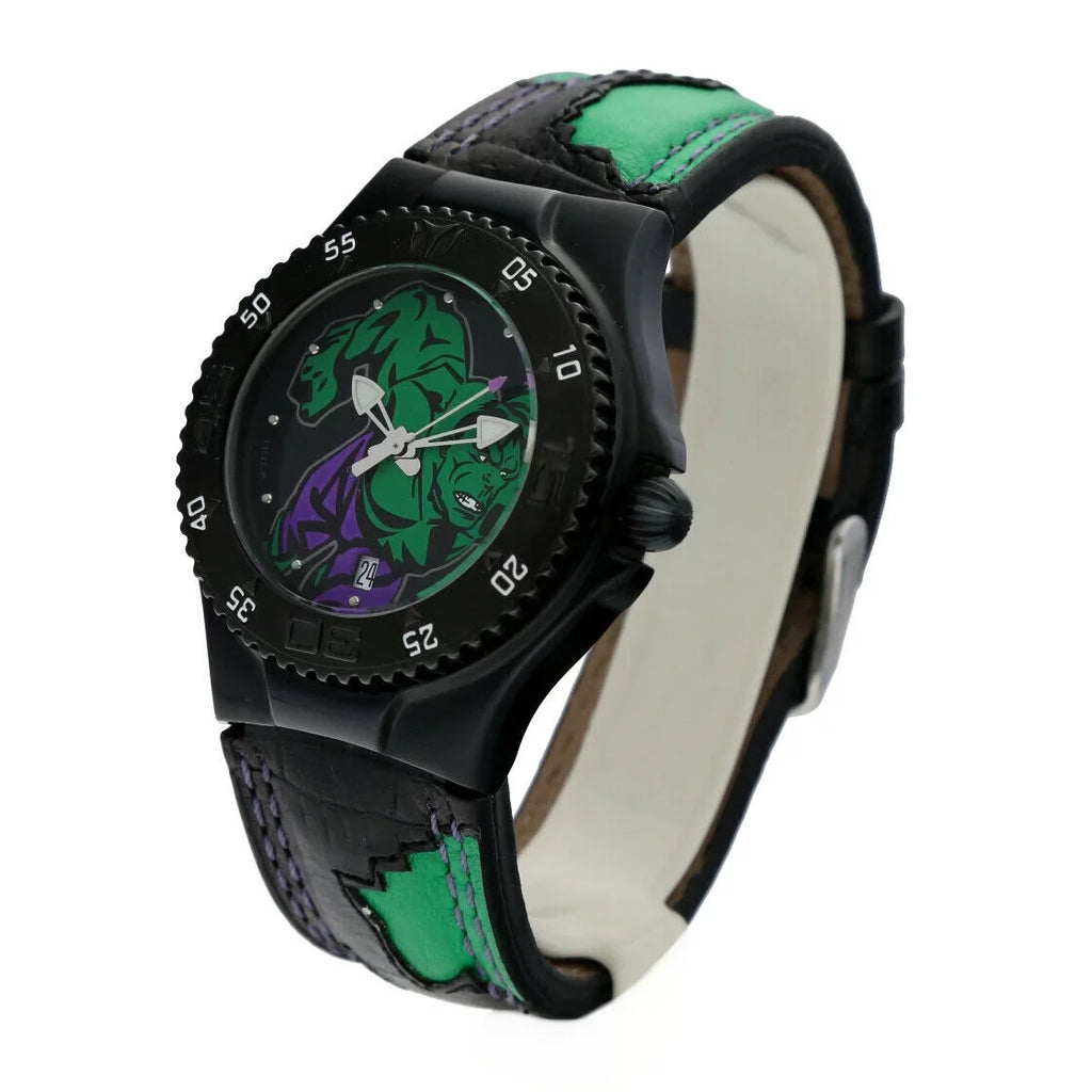 Plated Men's Marvel Watch Technomarine Steel PVD Quartz MV3H08 Leather Hulk