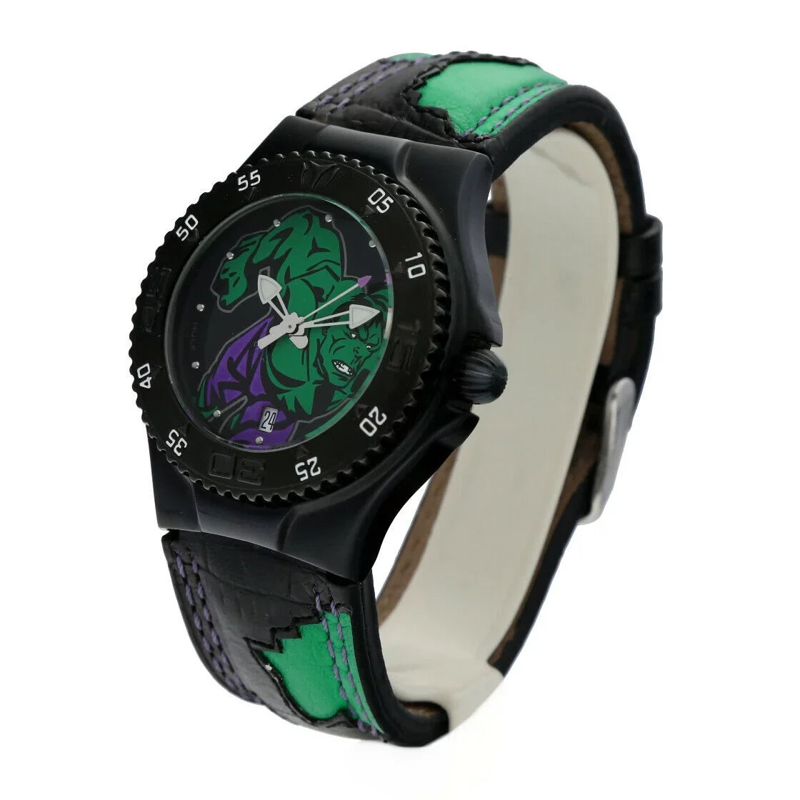 Plated Men's Marvel Watch Technomarine Steel PVD Quartz MV3H08 Leather Hulk