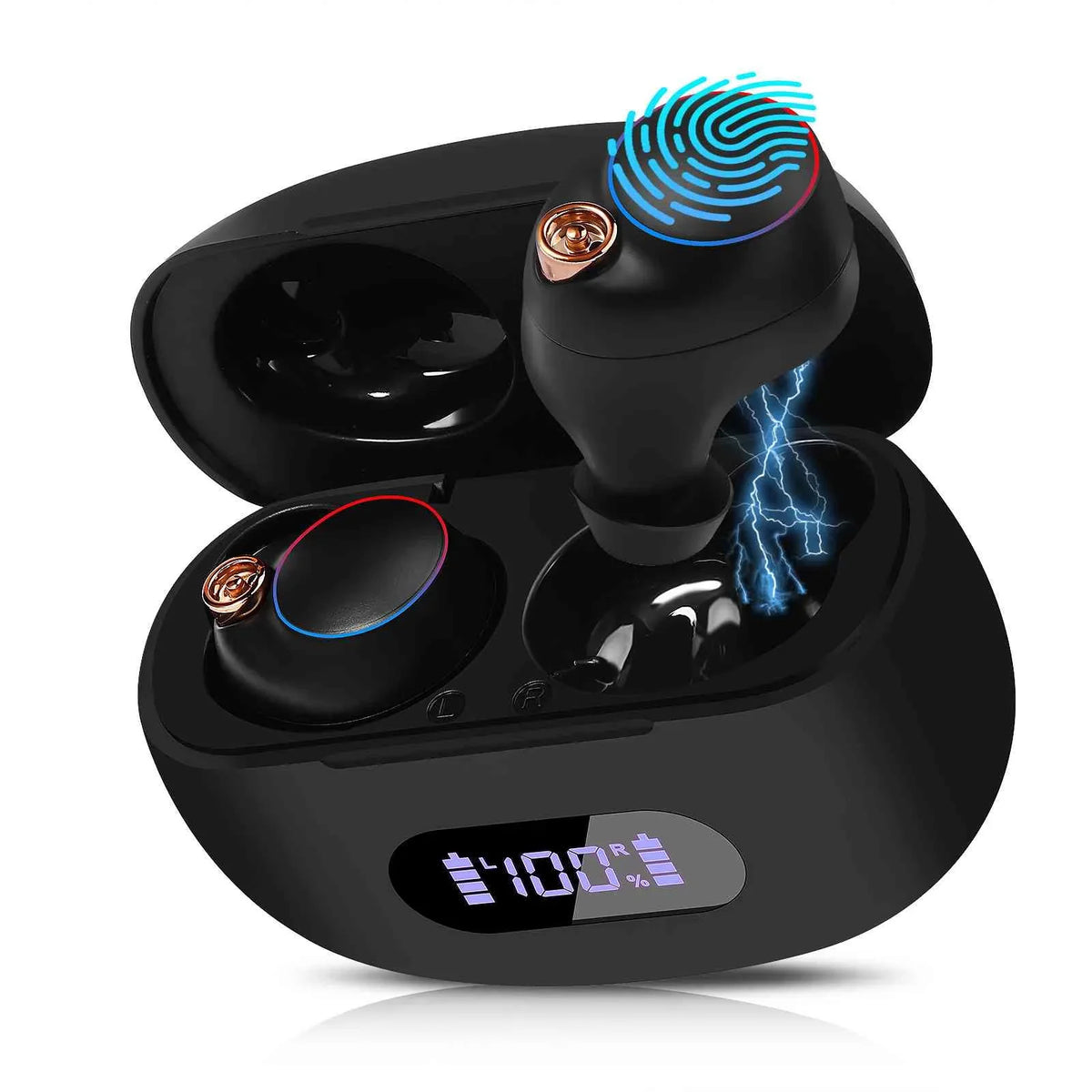 Black, Wireless Resistance, Earbuds Bluetooth Bass Balanced, UrbanX with Dual Boost 5.2 Bluetooth + Pro Connect, True Lenovo K12 liquid Charging Compatible Case, Connection, IPX5
