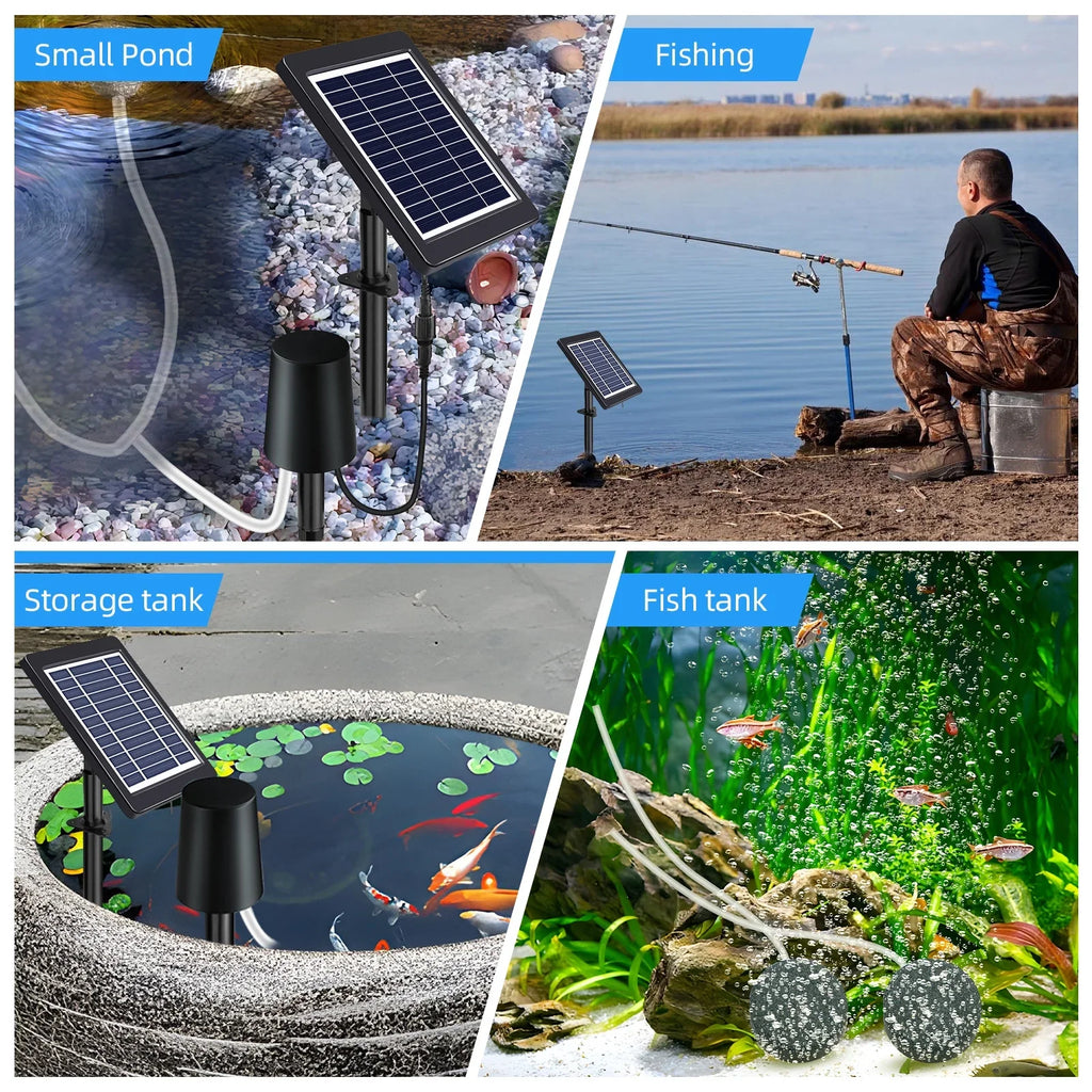 4W, 3 Andoer Aerator Modes, Pond Stock Pump, with Powered Solar Pond Air