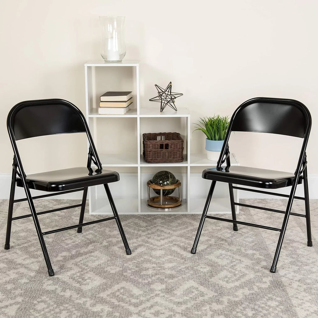 Series Double HERCULES Braced Hinged Black Chair Triple Folding Metal &