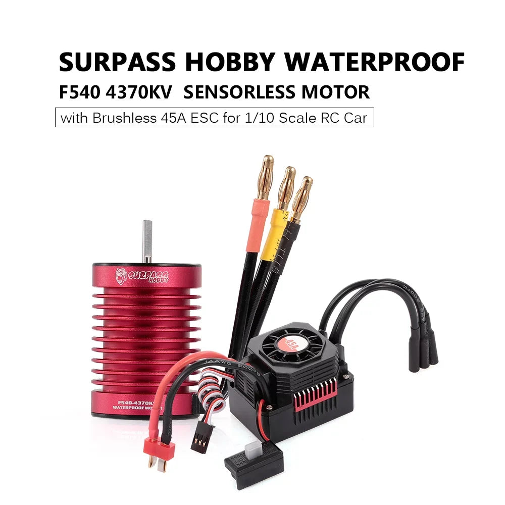 Car RC BEC SURPASS with 4370KV F540 for 1/10 Brushless Eccomum HOBBY Motor Truck Waterproof ESC 45A