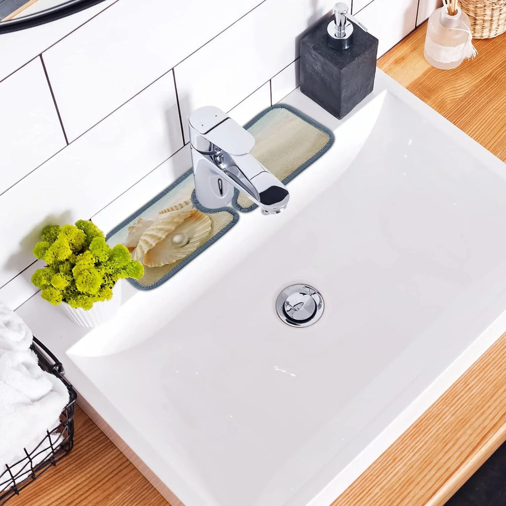 Countertop Sink Guard 3PCS Bath Microfiber Catcher, Mats Starfish Bestwell Sea Absorbent Kitchen Mat, Drip Faucet Sinkmat Drying Washable Beach Splash Summer