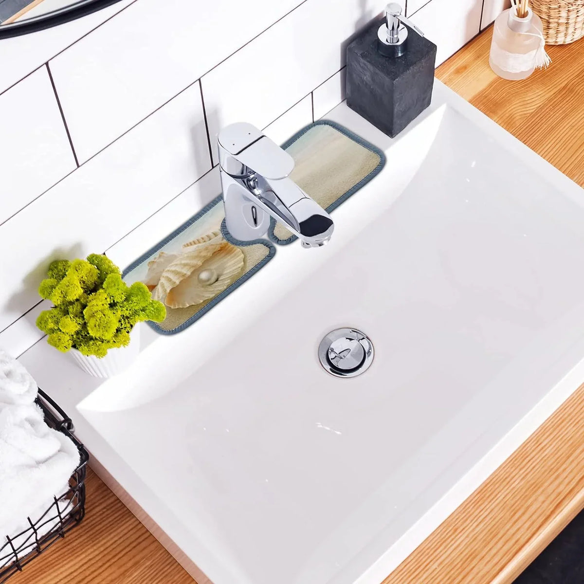 Countertop Sink Guard 3PCS Bath Microfiber Catcher, Mats Starfish Bestwell Sea Absorbent Kitchen Mat, Drip Faucet Sinkmat Drying Washable Beach Splash Summer