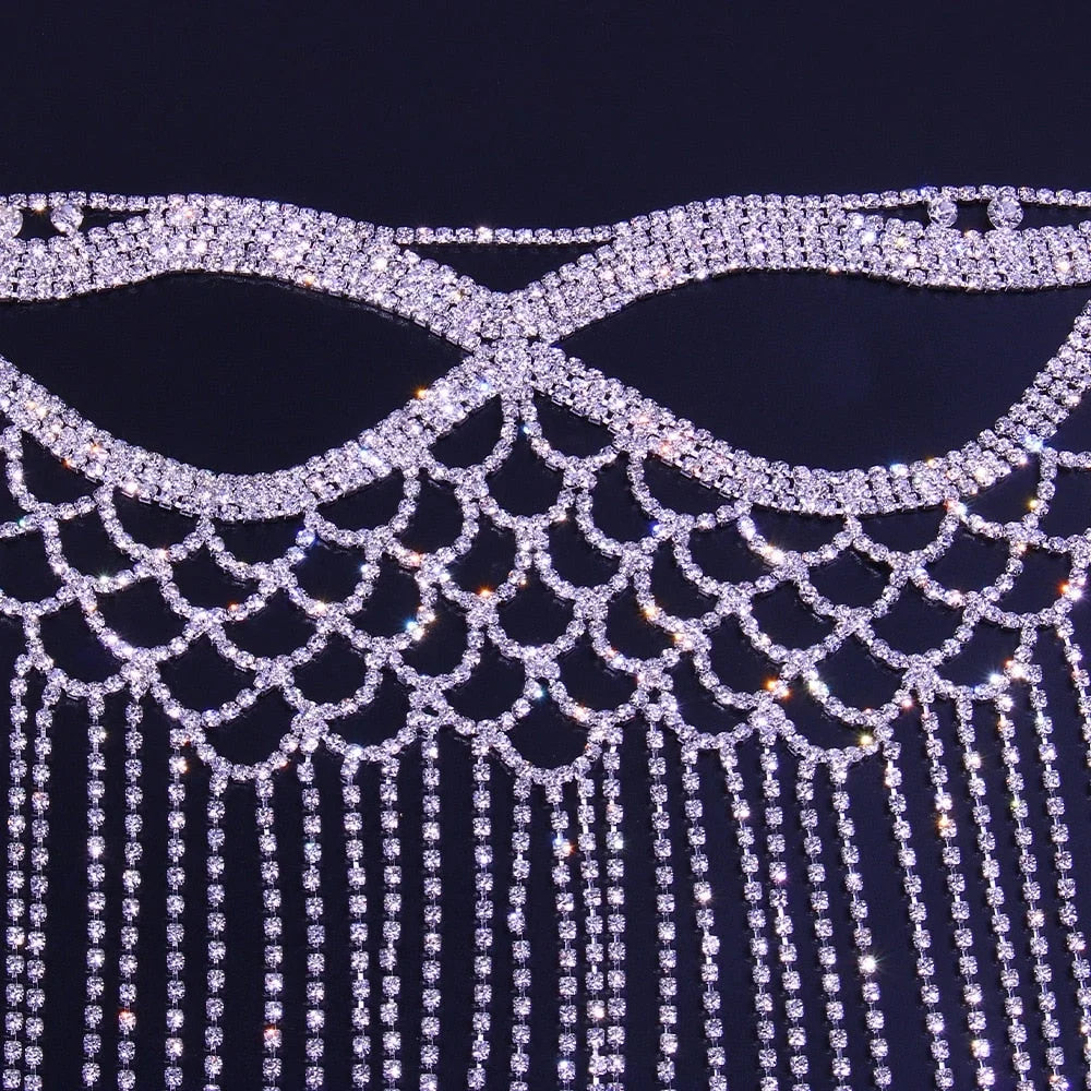 Halloween Tassel Crystal Mask Mask for Masquerade Rhinestone Women Jewelry Face Mask