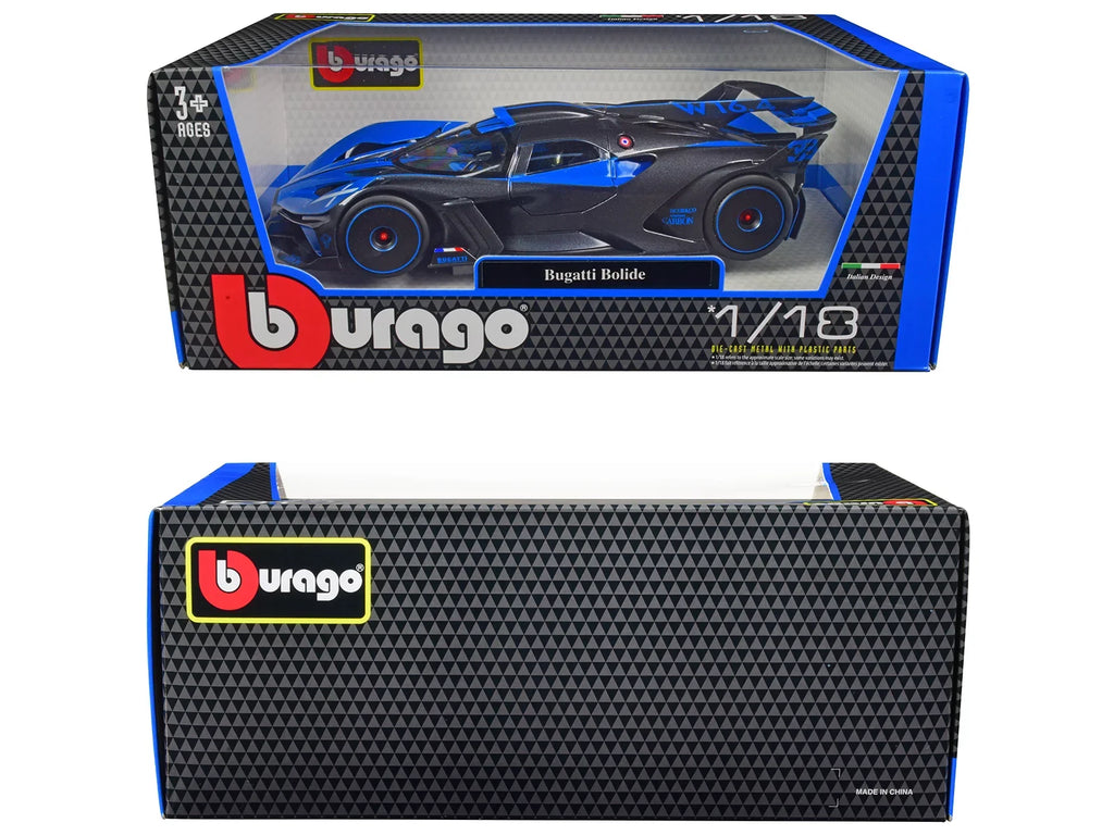 Bolide Carbon Car 1-18 Bburago Gray Bugatti 11047bl Blue & Model Diecast