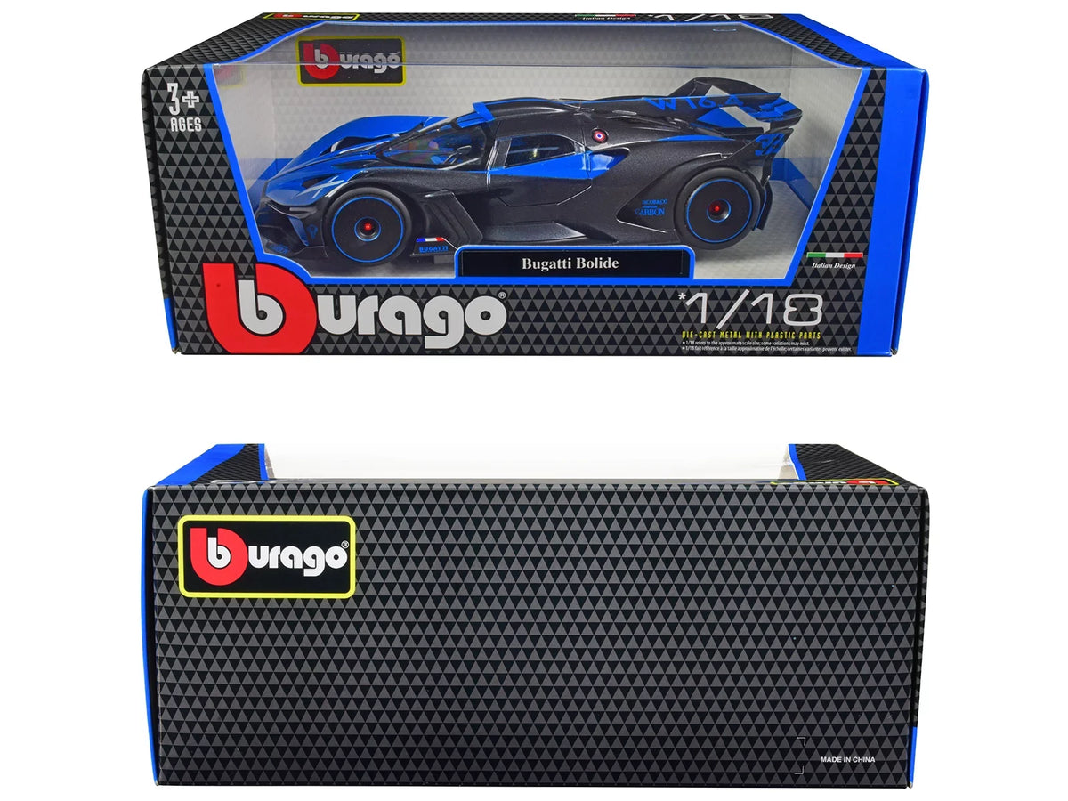 Bolide Carbon Car 1-18 Bburago Gray Bugatti 11047bl Blue & Model Diecast
