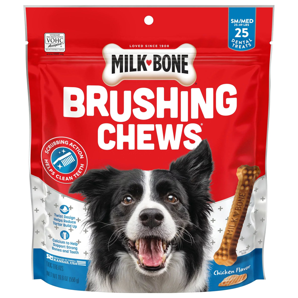 19.6 Small/Medium, Brushing Milk-Bone 25 Bag Oz. Chews Per Treats, Bag, Dog Bones Dental Daily