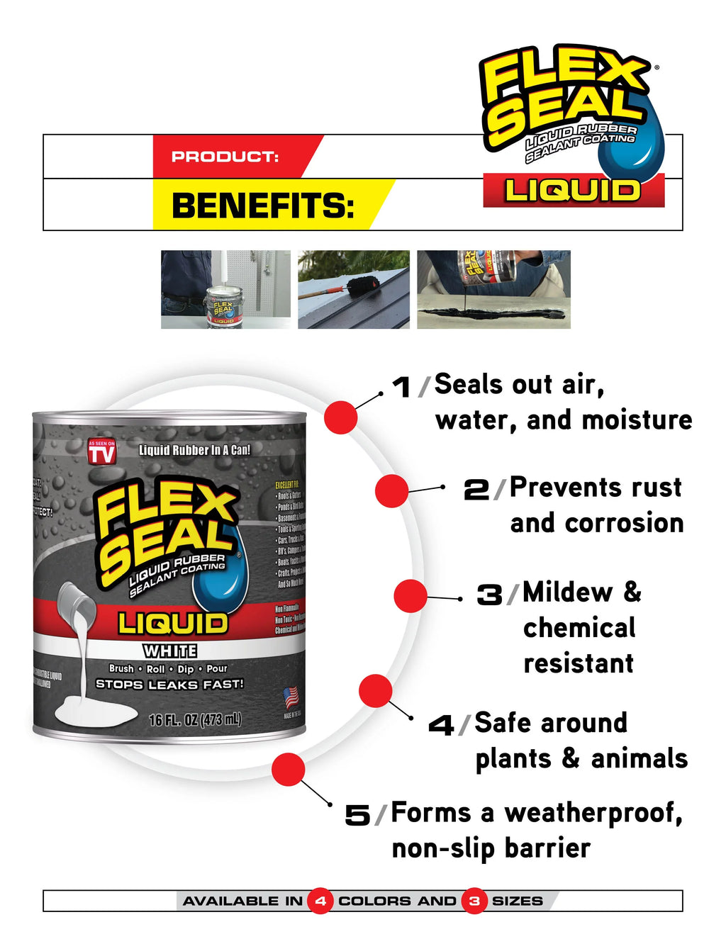 Rubber Gallon, 1 Liquid Sealant Clear Flex Seal Coating,
