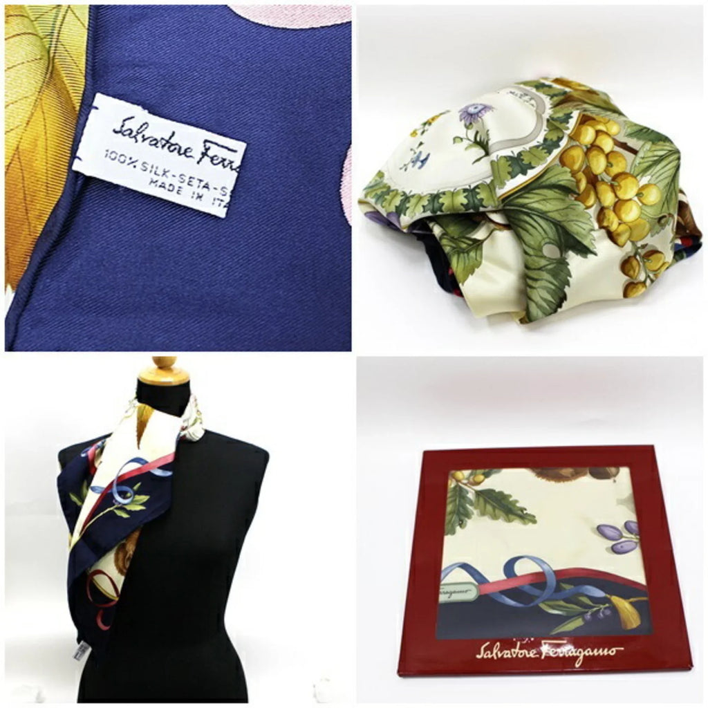 New) large Salvatore dimension muffler scarf Pre-Owned (Like ladies' silk Ferragamo