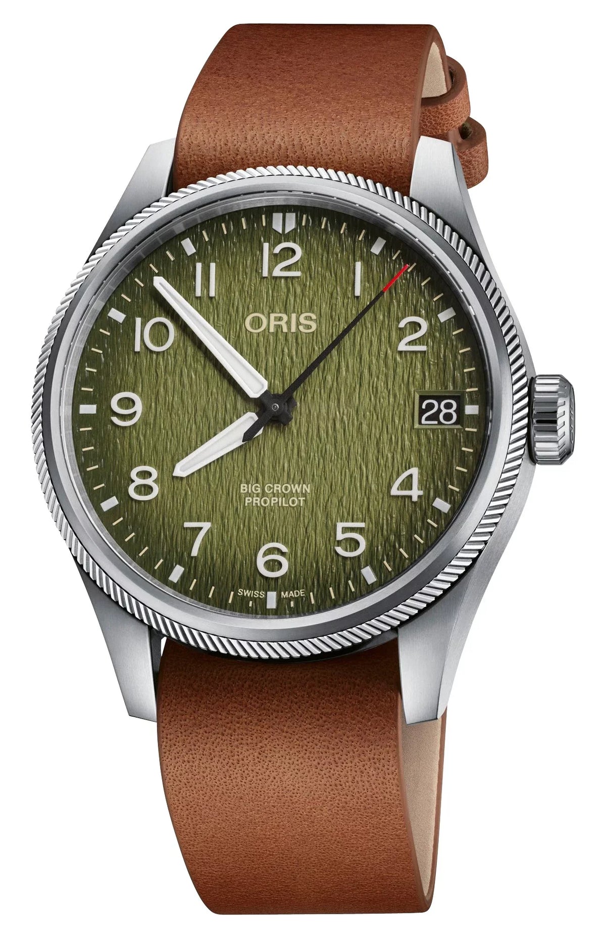 Strap Watch Brown Mens Rescue 751 Okavango Interchangeable Textile Leather Oris 4187-Set Air Green 7761 Automatic Edition Dial Green ProPilot Limited Date