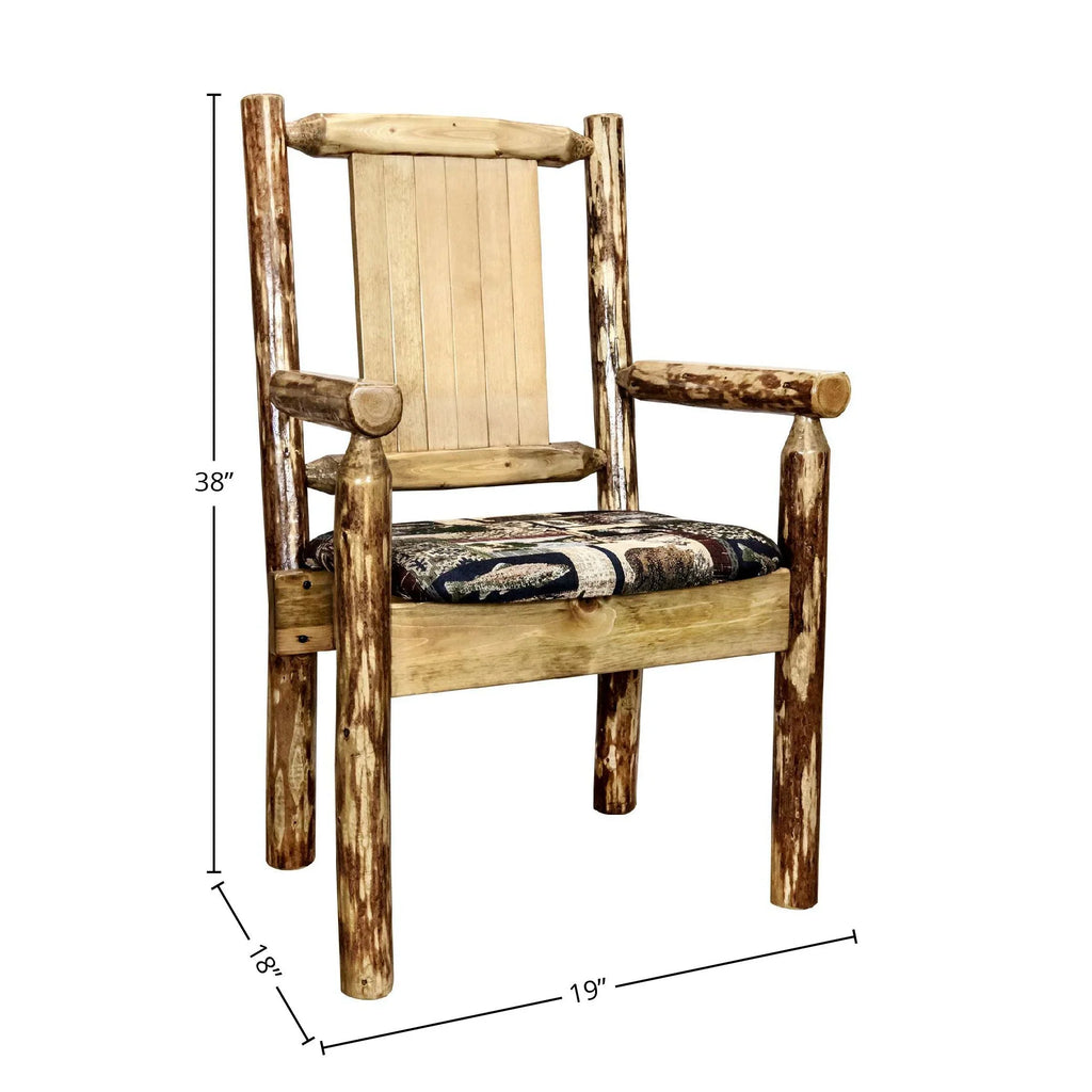 Laser Tree Chair, w/ Captain's Upholstery Engraved Collection Design Pine Country Glacier Woodland