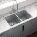 Ruvati Double USA 31 Stainless Kitchen Bowl Gauge 16 Steel Undermount in. RVM5099 Sink 50-50