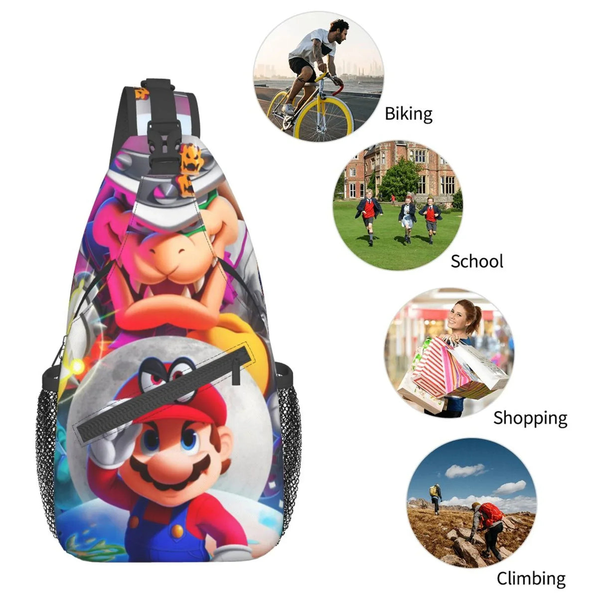 Unisex Bag Shoulder Daypack Super Mario Travel For Odyssey Bags Backpack Women Crossbody Chest Men Gifts Sling Hiking