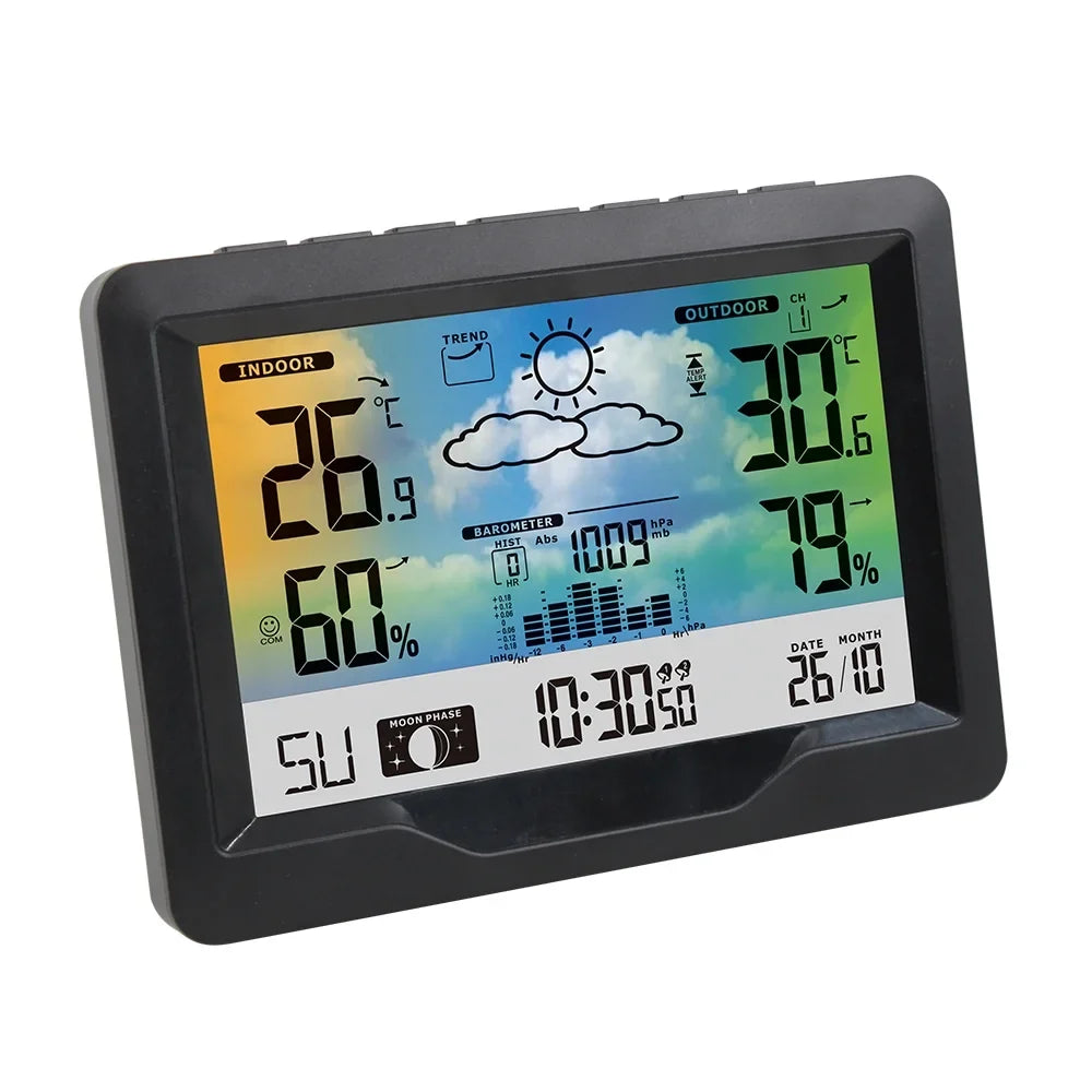 Alarm WithWith And Moon Station Sooze Temperature Humidity Htovila Clock, Humidity Color Clock Temperature Moon climate Screen With WithTemperature And Phase Clock Alarm And