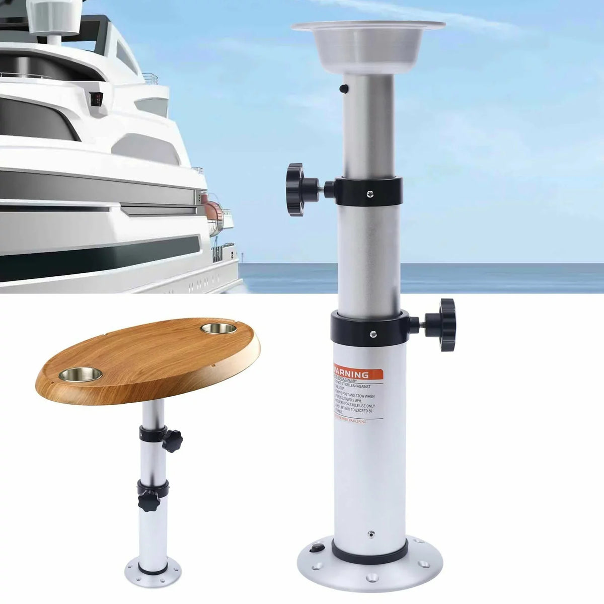 Motorhome Pedestal Frame Mount Table Leg Boat Alloy Aluminum Thickened for Miumaeov Table 16.9"-29.1"Adjustable Base Removable Camper Marine Stand Caravan RV