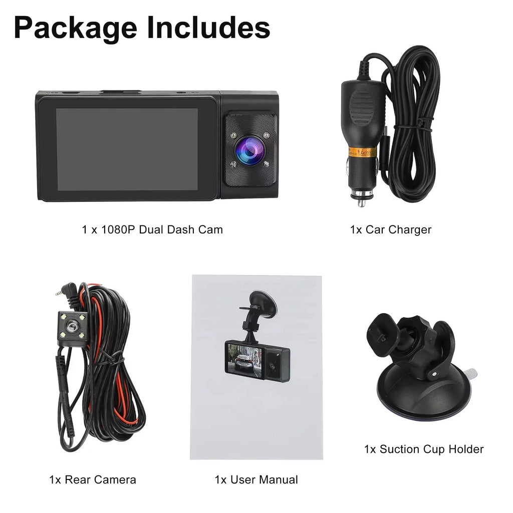 Backup with 3 Dual Camera Dash Vision, G-Sensor Camera, 1080P Night Front Rear, Car Channel Dash and Cam Cam TSV DVR