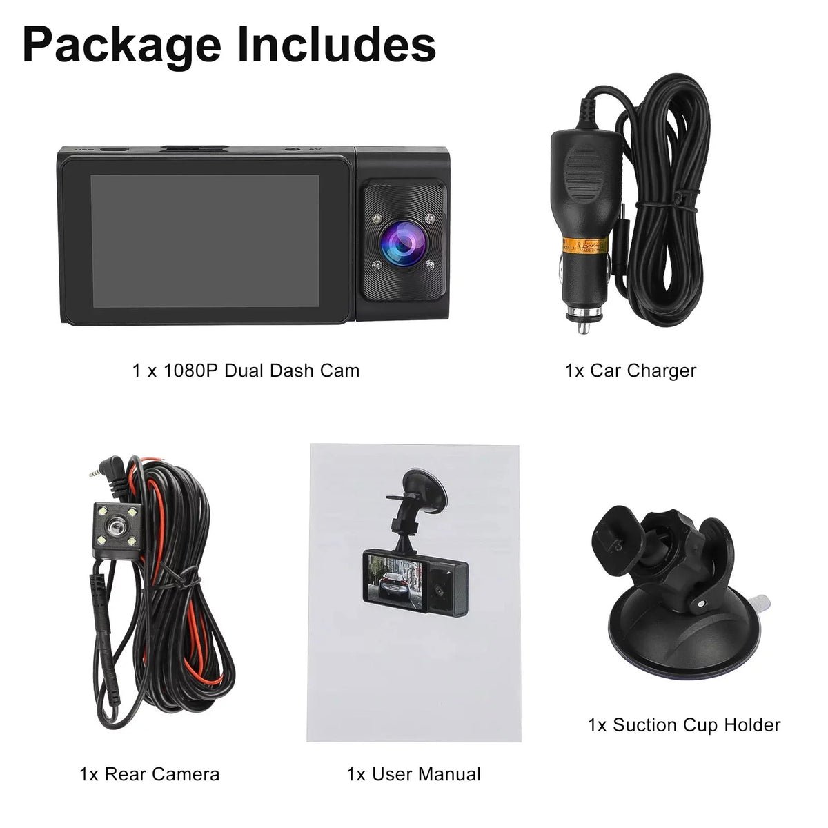 Backup with 3 Dual Camera Dash Vision, G-Sensor Camera, 1080P Night Front Rear, Car Channel Dash and Cam Cam TSV DVR