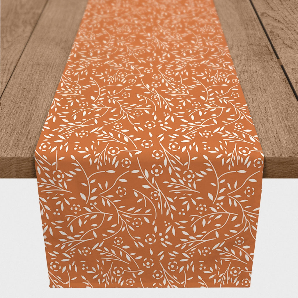 16x90 Floral Creative Poly Runner Delicate Orange Table Twill Pattern Products