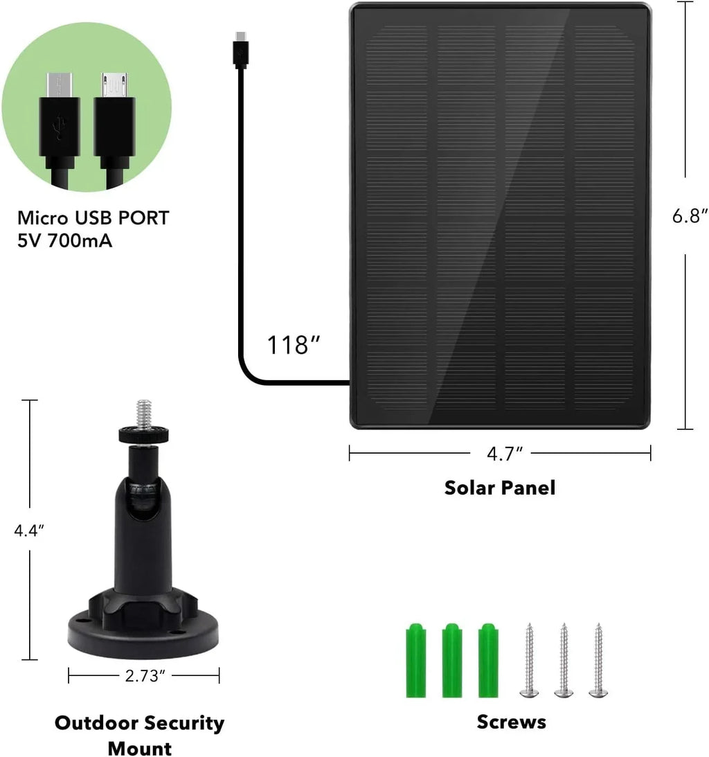 with exterior Solar Rechargeable for y 9.8ft Panel USB Solar Camera,Waterproof Panel Cable,