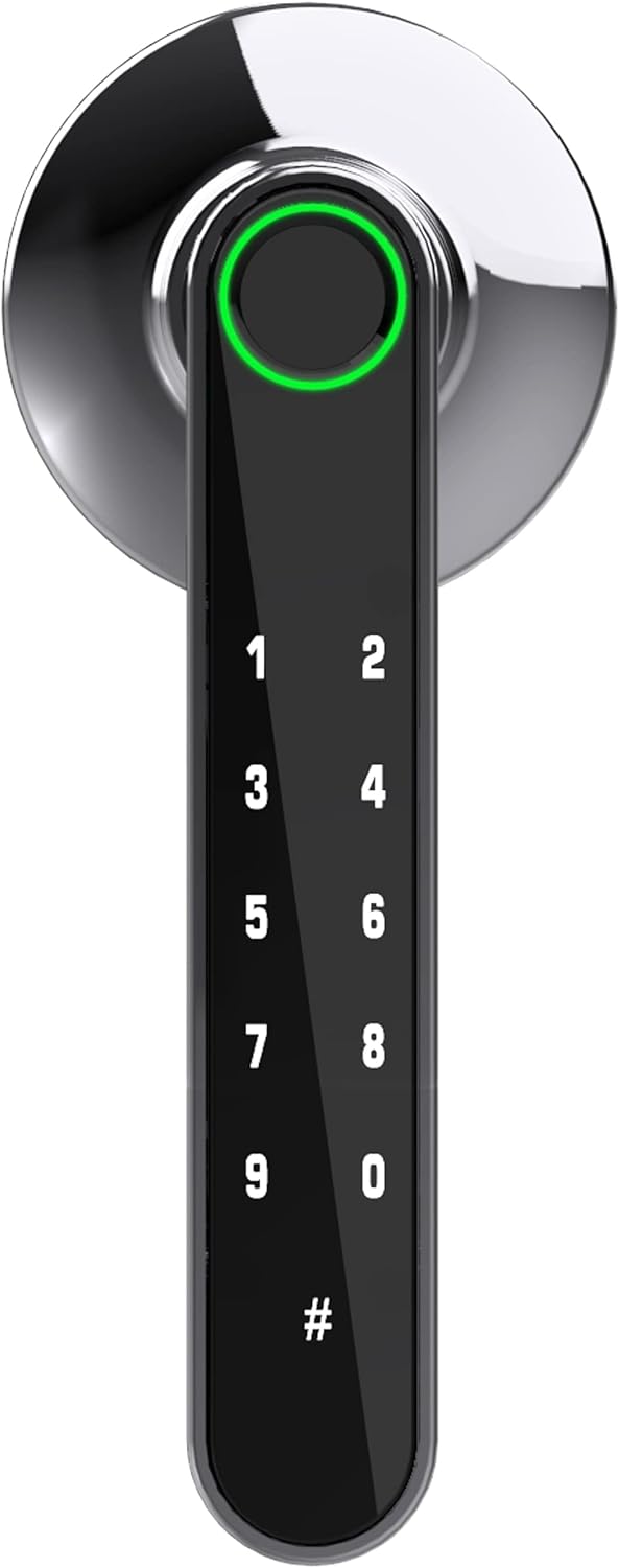 GOURE, with Easy Lock Backup Ideally Handle Smart for to Password, Office, Keys, Airbnb, Install Home and New Tuya App Suited [2024 by Door Keypads Upgrade] Door Fingerprint