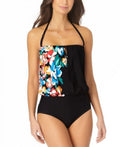 dimension Floral, 8: 8/Black Anne Womens Swimwear Black One-Piece Blouson Cole
