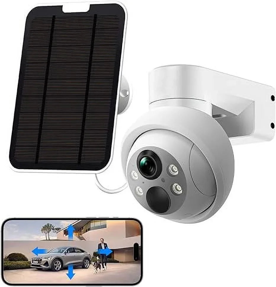 WiFi Color Night Security Camera Solar 360° exterior, Full With 9000mAh Talk View, Two-Way Battery Detection, Vision, Motion Camera Wireless HD 4MP Capacity, PIR Security Waterproof, IP66