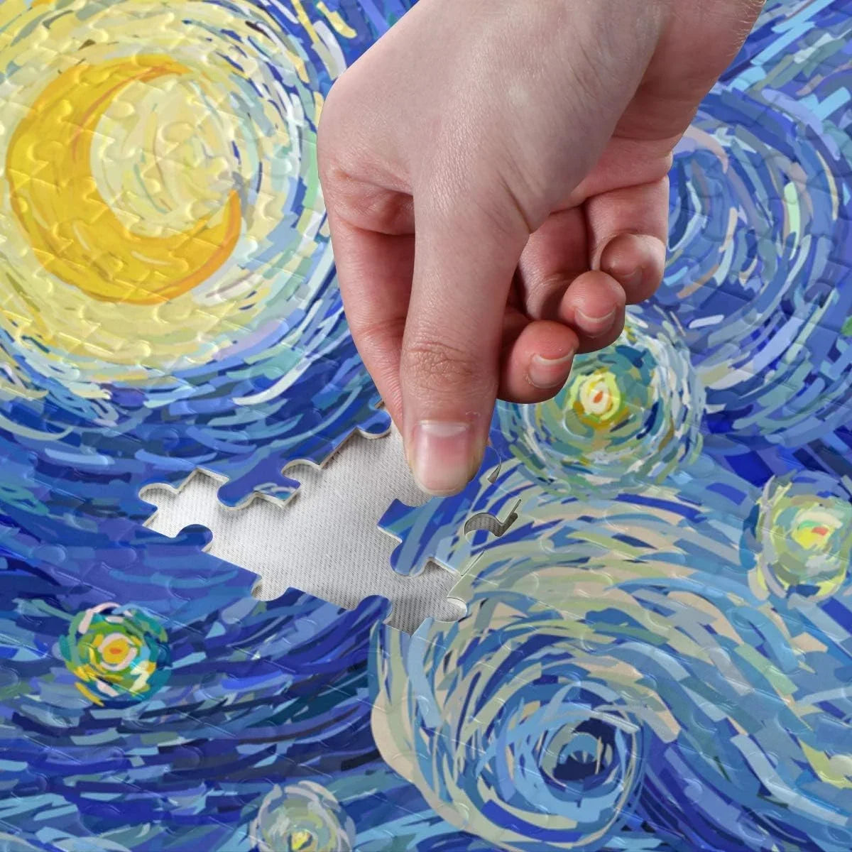 Gift Wellsay DIY Glowing Print Stars Puzzle Kids for Van Swirly Moon Adults Cloud Night Gogh 1000 Puzzles Pieces Starry design Sky Jigsaw