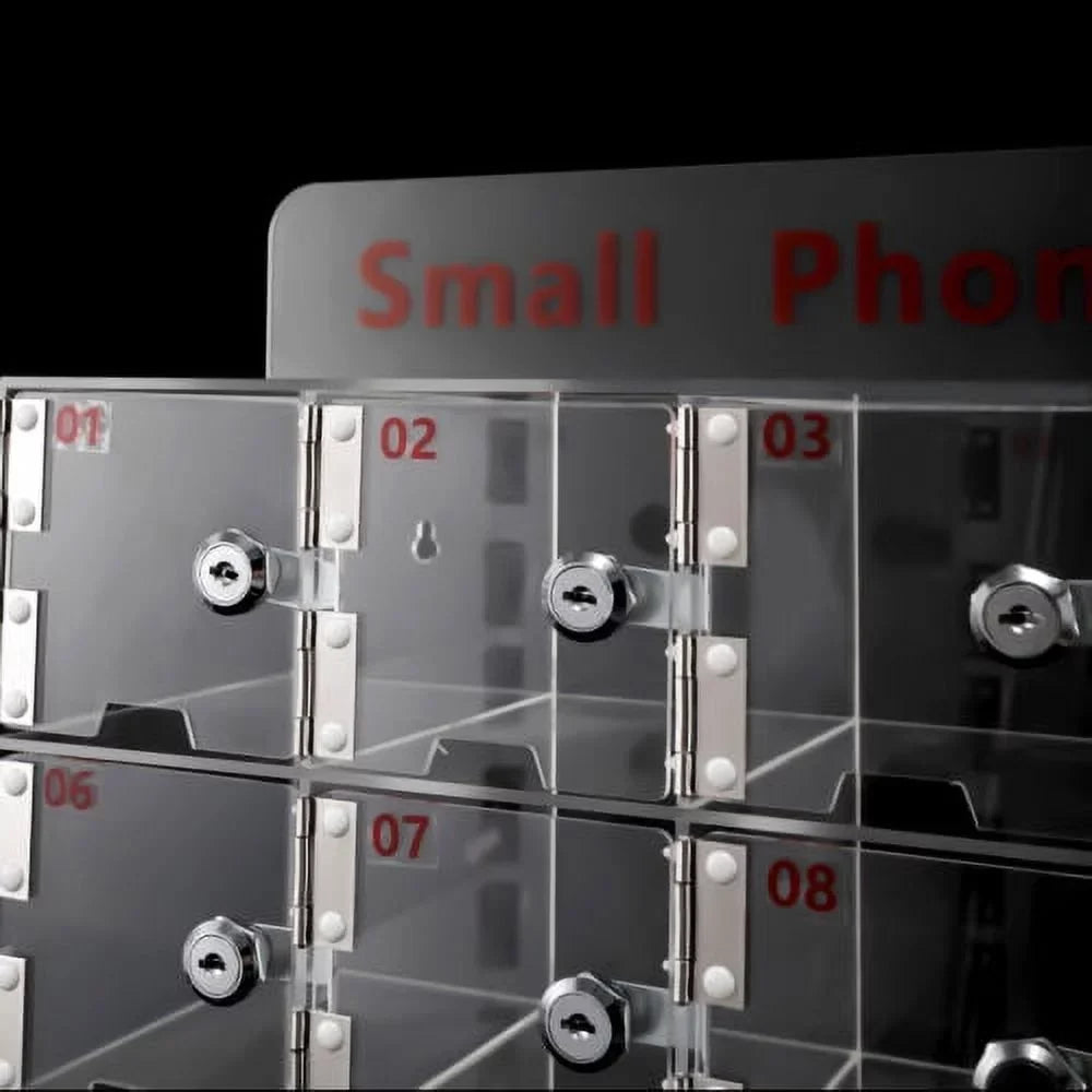 Clear Storage Cell Slots w/ Acrylic Thickened Keys Phone 20 Locker Cellphone Box