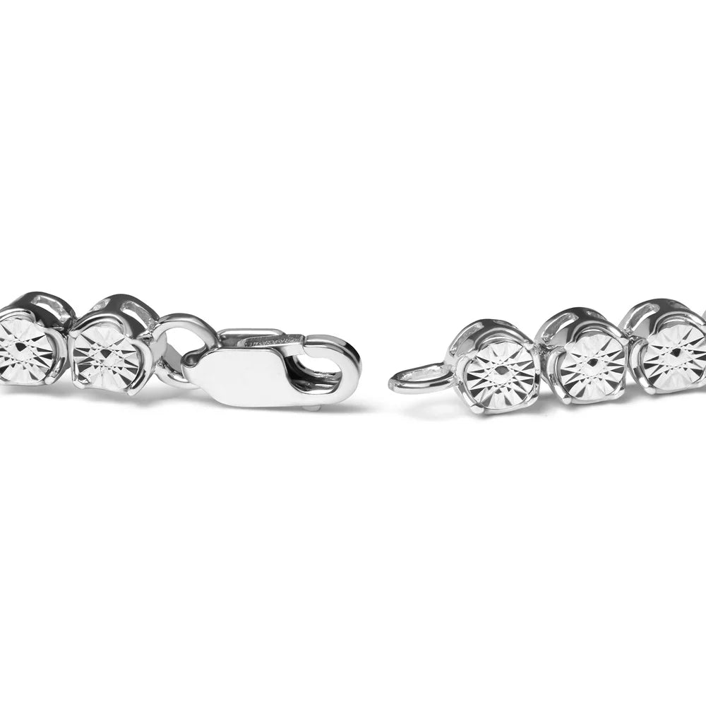 Clasp Miracle Round Color, .925 7.25" Haus Cttw Link Tennis Clarity) (I-J Bead Brilliance Set of 1/10 and Womens Bracelet Diamond Box Silver cut I2-I3 Sterling