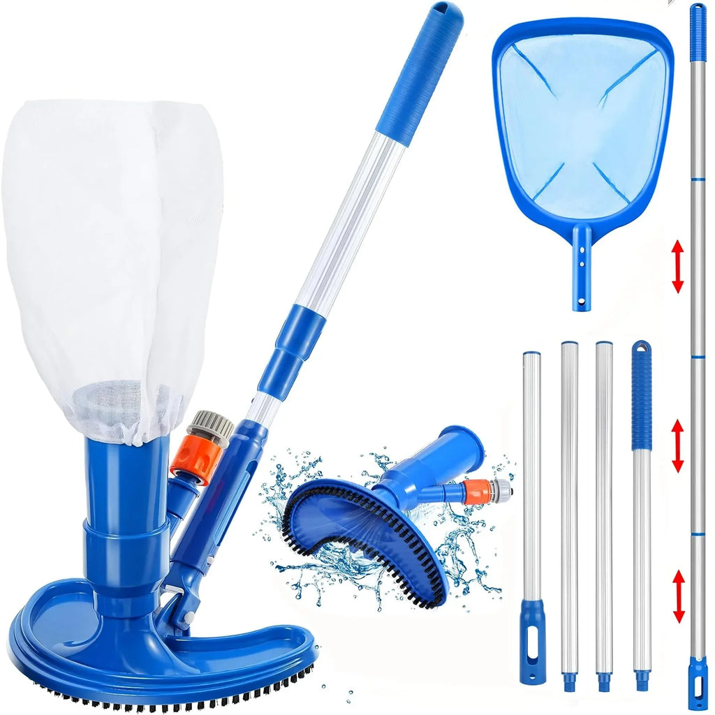 with of Pool Pond Above Cleaner Portable Spa Fountains Upgraded to Garden Pool 60", Section Cleaner Pool Handheld 4 Skimmer Hose Poles Net, Attaches Vacuum Handheld for Ground Pool Jet Vacuum