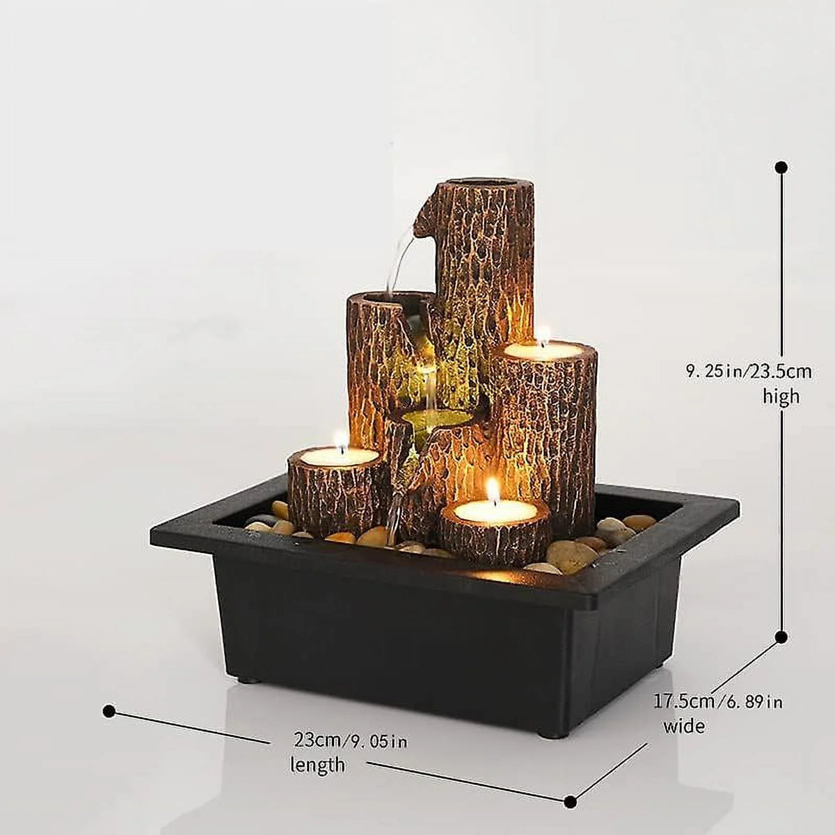 Function Lights Waterfall Tabletop With Warm Fountain Color Led