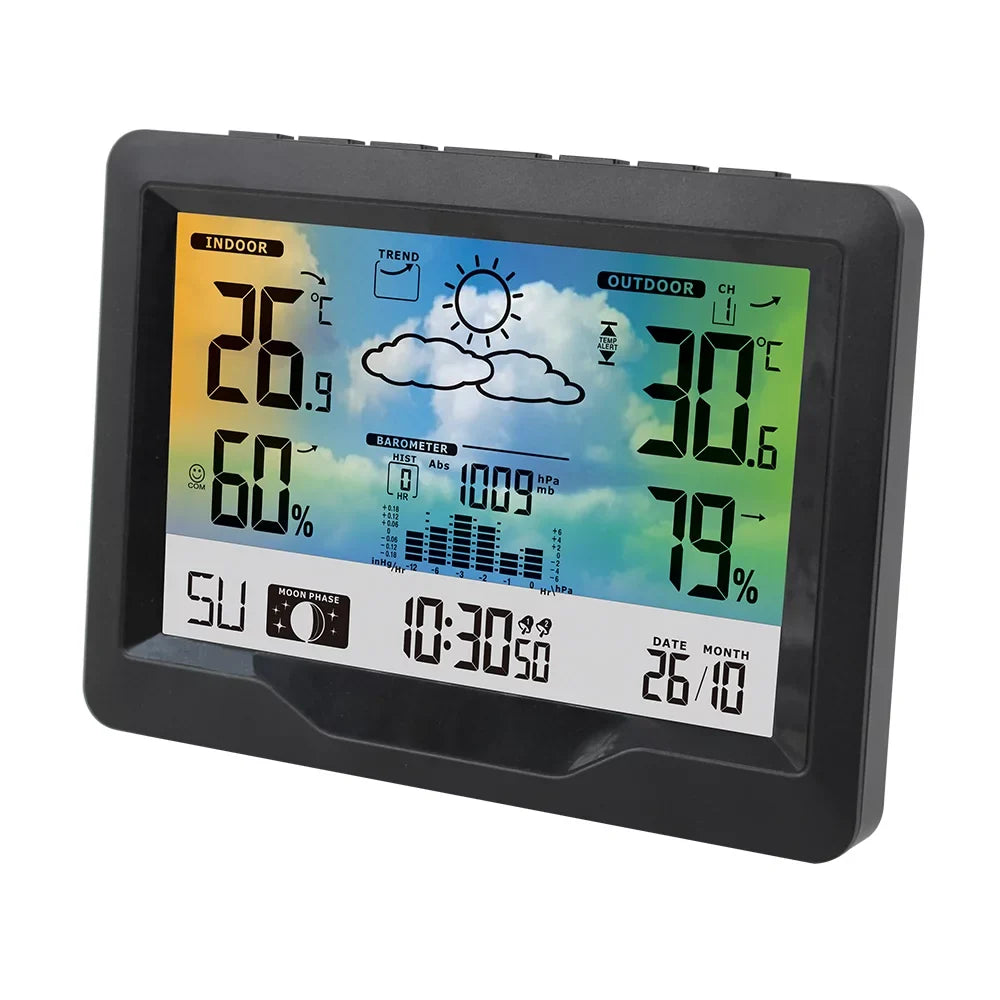 Alarm WithWith And Moon Station Sooze Temperature Humidity Htovila Clock, Humidity Color Clock Temperature Moon climate Screen With WithTemperature And Phase Clock Alarm And