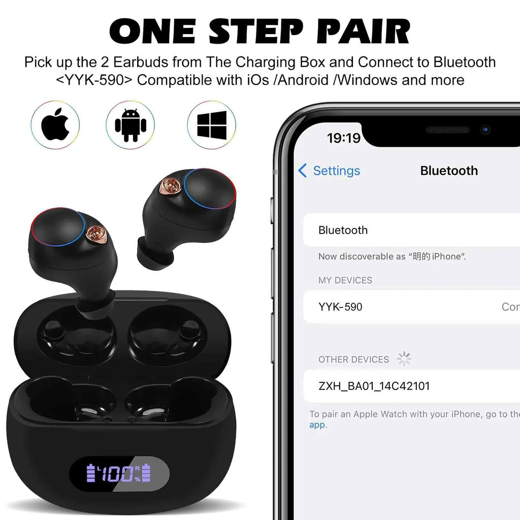 Black, Wireless Resistance, Earbuds Bluetooth Bass Balanced, UrbanX with Dual Boost 5.2 Bluetooth + Pro Connect, True Lenovo K12 liquid Charging Compatible Case, Connection, IPX5