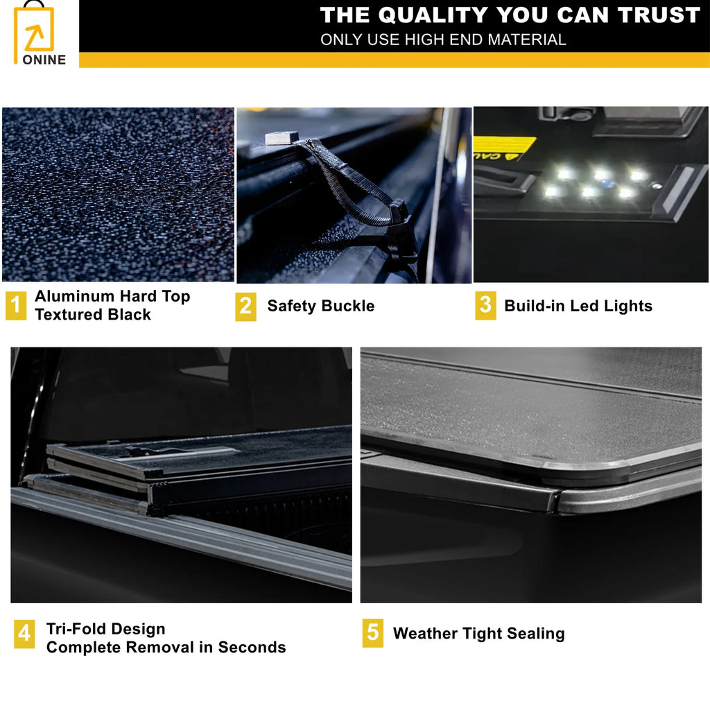 Cover Truck Body Bed(67"), 1500 5.7ft Ram not Fit Does Tailgate (Split) ONINE Tri-Fold Fit Dodge or with Custom Does Multi-Function 2019-2024 Classic, Hard AWH RamBox Not Bed Tonneau New fit
