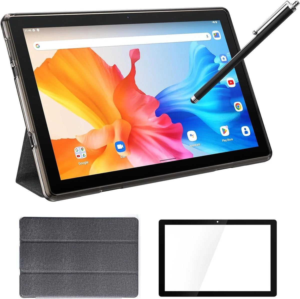Android Quad Touch 11 Case(Black) HD Leather Expandable 6 Computer IPS RAM Screen, Inch Core 8MP Tablets, Tableta, 6GB Wi-Fi PC, ROM/1TB Tablet with Camera, GMS 128GB Certified 10 BT Tablets 5G