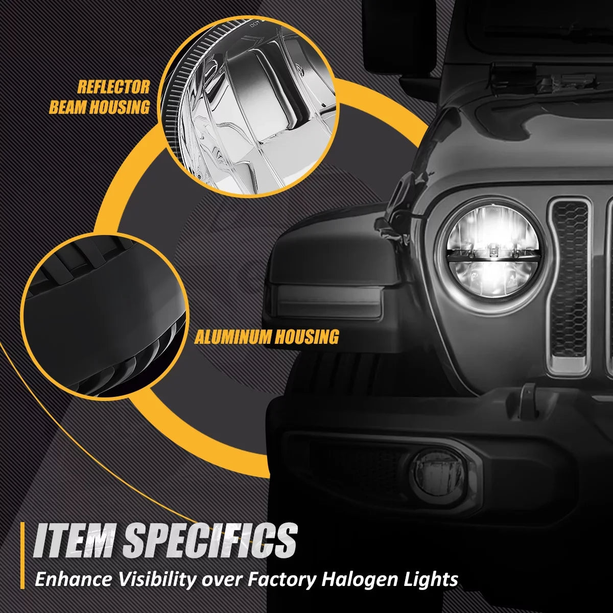 1997 13 Chrome NUVISION 2018 7 LJ inches 12 14 TJ Nuvision CJ NVL-HL-002 Housing 11 Wrangler/Wrangler JK Headlights Halogen to 2Pcs LIGHTING 10 LED For Jeep