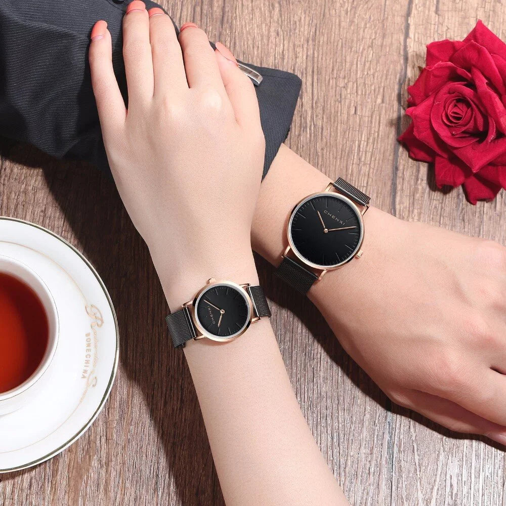 gold Quartz Brand Ladies CHENXI Fashion Watches Ultra outfit Watch Lover Watch Woman Elegant Top Waterproof Luxury Men Rose thin