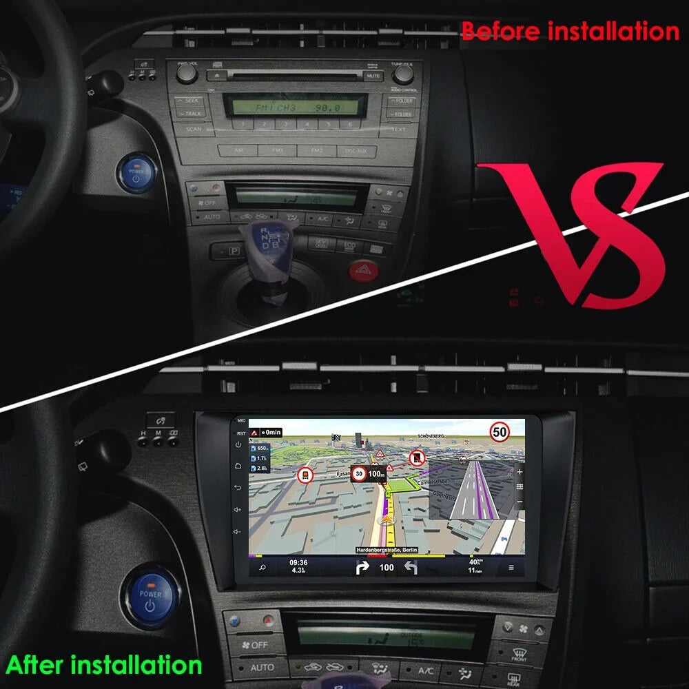 w/Cam 9" Android 1280*720 Stereo CarPlay GPS Radio IPS Car for 2+32G 2009-2016 Auto Prius